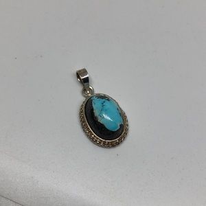 Sterling silver natural turquoise pendant